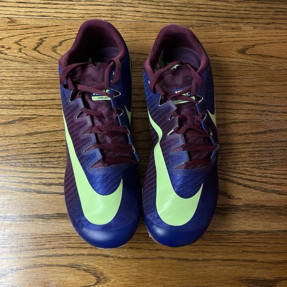Size 10.5 Nike JaFly 3 Track Spikes Bordeaux Purple Lime Men\'s NEW main image 4